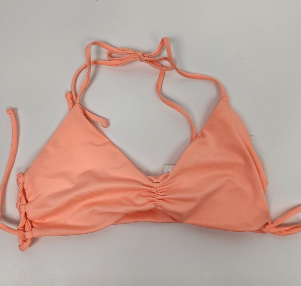 L*Space Gwen Bikini Top in Bright Orange Size Small Lace Up Sides NWT